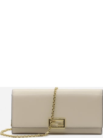 Fendi Wallet On Chain In Leather With Ff Buckle