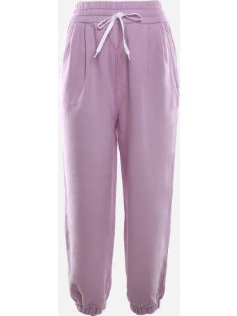 Miu Miu Cotton Trousers With Logo Print