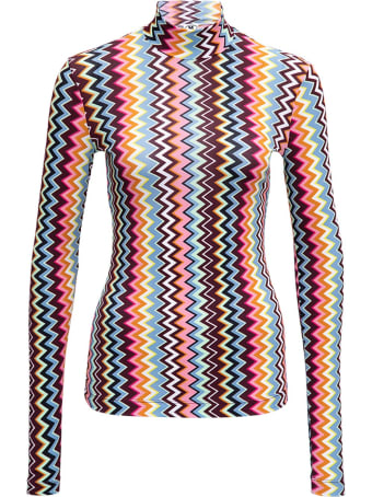 M Missoni Long-sleeved T- Shirt With Multicolor Zig Zag Print