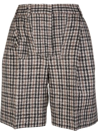 Kiton Woman Tailored Bermuda In Mixed Alpaca And Wool With Checked Pattern