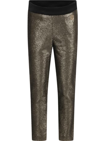 Elie Saab Gold Trouser For Girl With Logo