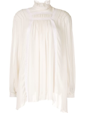 Giambattista Valli Ivory Silk Bouse With White Laces