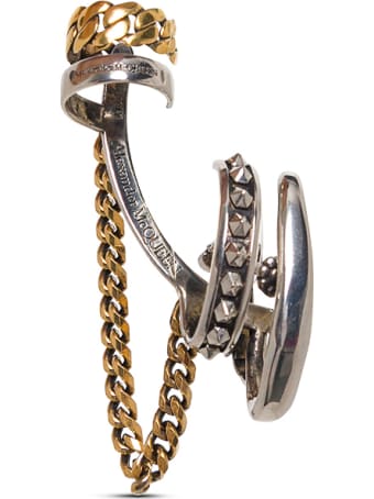 Alexander McQueen Single Earcuff Chain Skull Earring