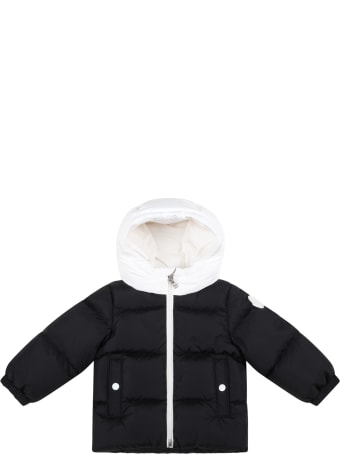 Moncler Black "araldo" Jacket For Baby Boy With Logo Patch