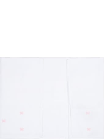 Little Bear White Set For Babygirl With Pink Bows