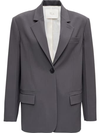 Tela Dolly Grey Blazer In Wool Blend