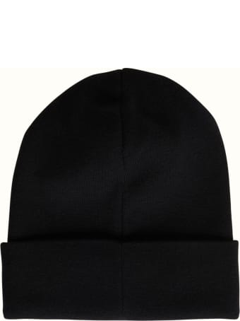 HERON PRESTON Beanie In Black Knit With Logo Patch And Turn-up Brim