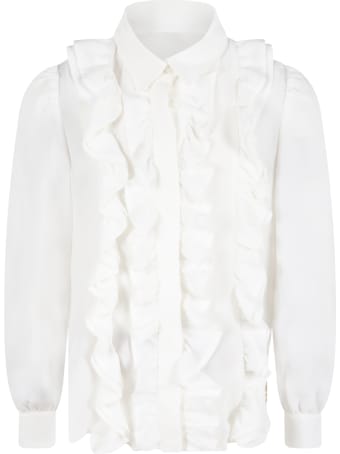 Elie Saab White Shirt For Girl With Logo