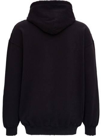 Balenciaga Black Jersey Hoodie With I Love You Print