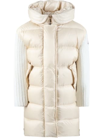 Moncler Beige ''katiefe'' Jacket For Girl With Iconic Patch