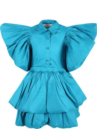 Caroline Bosmans Light-blue Dress For Girl With Ruffle