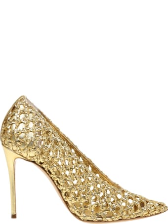 Casadei Pumps Versilia With Straw Color Gold