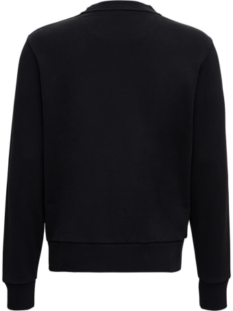 Moncler Black Cotton Sweatshirt With Logo Patch