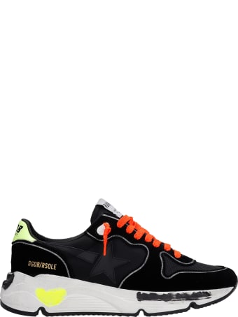 Golden Goose Running Sneakers In Black Suede And Fabric