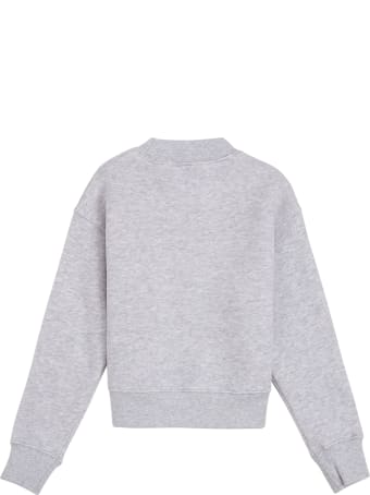 Palm Angels Grey Cotton Crew Neck Sweatshirt With Teddy Bear Print