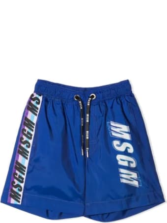 MSGM Logo Print Swim Shorts