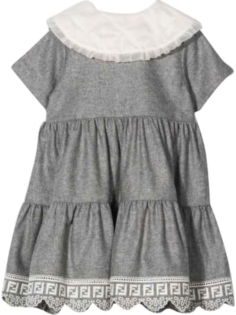 Fendi Gray Dress With Flounces Brunello Cucinelli Kids