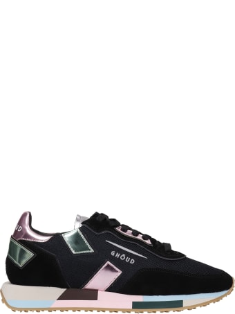GHOUD Rush Sneakers In Black Suede And Fabric