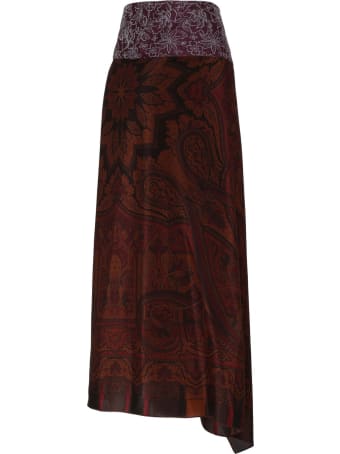 Ibrigu Multicolor Silk Wrap Midi Skirt