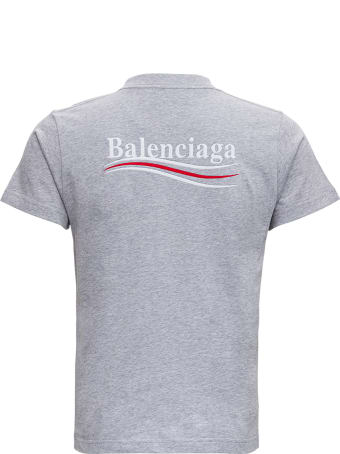 Balenciaga Grey Cotton T-shirt With Logo Print