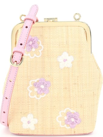 Mark Cross Susanna Embroidered Raffia Mini Bag
