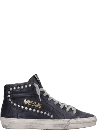 Golden Goose Slide Sneakers In Black Leather