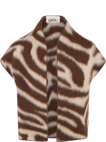 Douuod Brown Vest For Kids With Biege Details