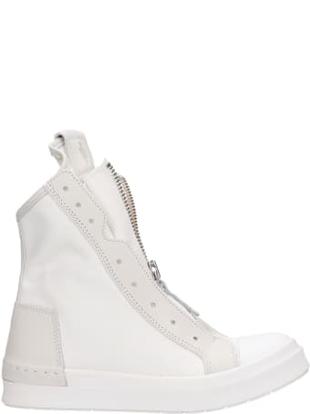 Cinzia Araia Sneakers In White Leather And Fabric