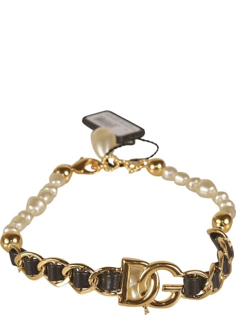 Dolce & Gabbana Pearl Embellished Logo Bracelet