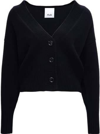 Allude Black Wool Crop Cardigan