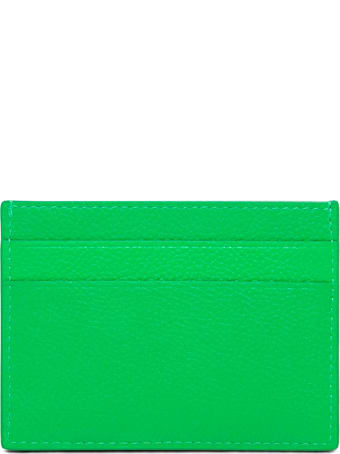 Balenciaga Green Leather Card Holder With Logo