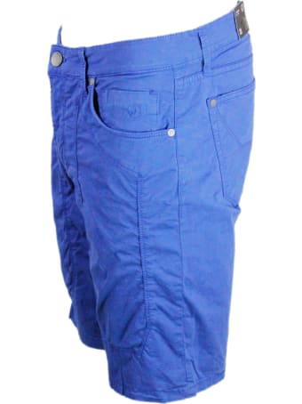 Jeckerson Bermuda A 5 Tasche Con Impuntura Toppa In Cotone Leggero