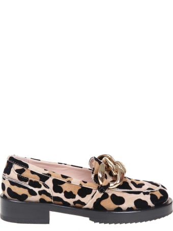 N.21 Animalier Suede Moccasin With Oversized Chain