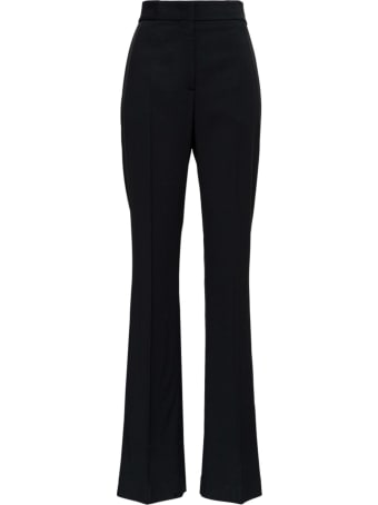 MSGM Black Flared Pants In Viscose Blend