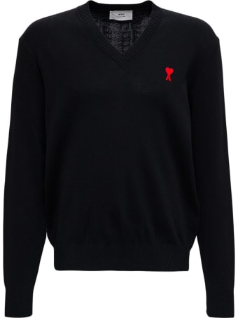 Ami Alexandre Mattiussi Black Wool Sweater With Logo
