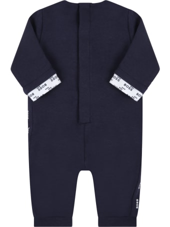 Hugo Boss Blue Jumpsuit For Baby Boy With Logo