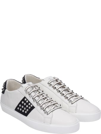 Leather Crown Sneakers In White Leather