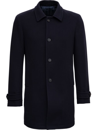 Tagliatore Single-breasted Coat In Blue Wool