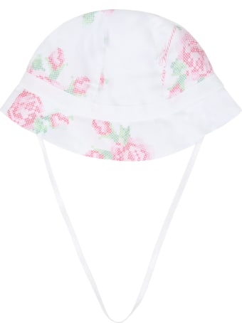 Blumarine White Sun Hat For Babygirl