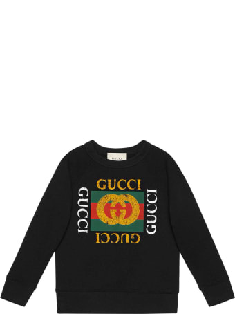 Gucci Black Sweatshirt With Multicolor Print