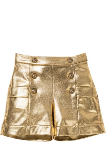 Balmain Gold Teen Bermuda Shorts With Buttons