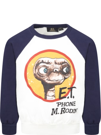 Mini Rodini White Sweatshirt For Kids With E.t. And Logo