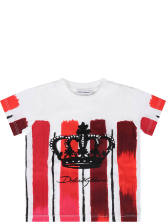 Dolce & Gabbana White T-shirt For Baby Kids With Crown