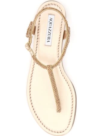 Aquazzura Almost Bare Beaded Flat Sandals