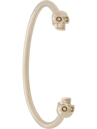 Alexander McQueen Woman Antique Gold Twin Skull Thin Bracelet