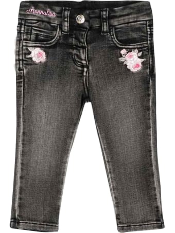 Monnalisa Black Jeans In Denim