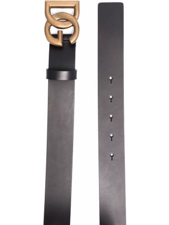 Dolce & Gabbana Black Leather Belt With Dg Buckle