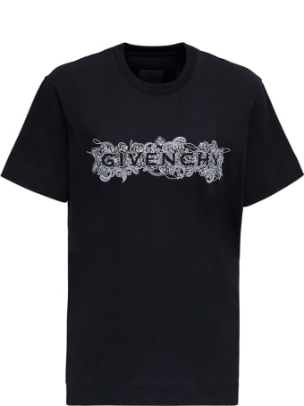 Givenchy Black Cotton T-shirt With Logo Print