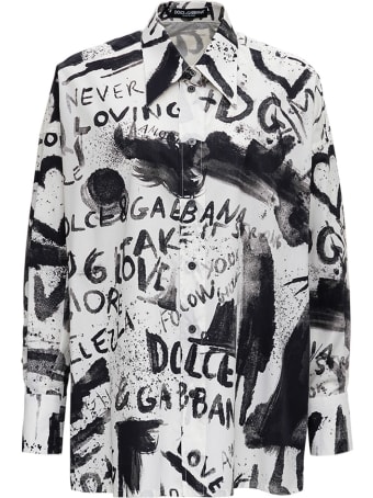 Dolce & Gabbana Graffiti Cotton Poplin Shirt