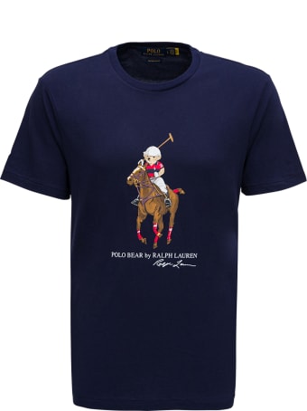Polo Ralph Lauren Blue Cotton T-shirt With Logo Print